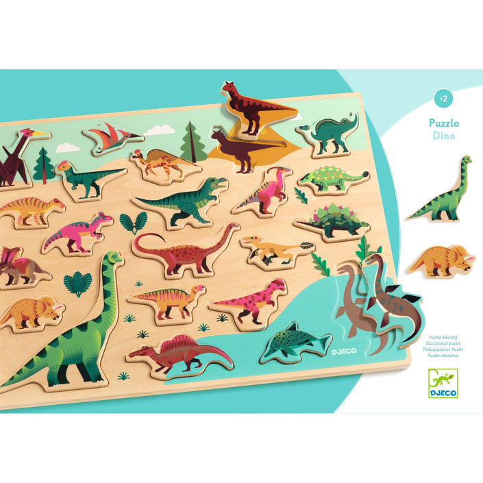 DJECO houten puzzel Dino 2 jr+ / 22 stks