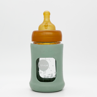 HEVEA glazen fles brede hals seafoam blue 150 ml 0 mnd+