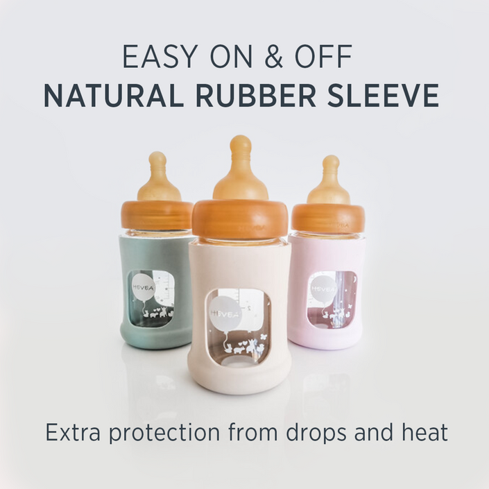 HEVEA glazen fles brede hals seafoam blue 150 ml 0 mnd+