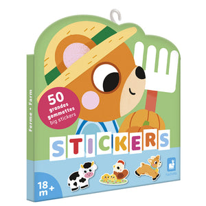 JANOD grote stickers boerderijdieren 50 stks 18 mnd+