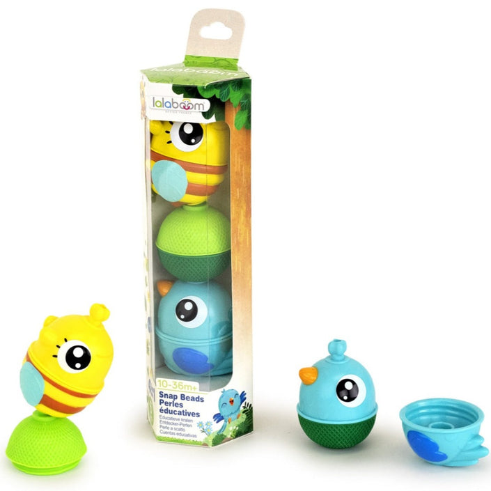 Lalaboom educatieve kralen bij + vogel blauw 6 stks 10 mnd+
