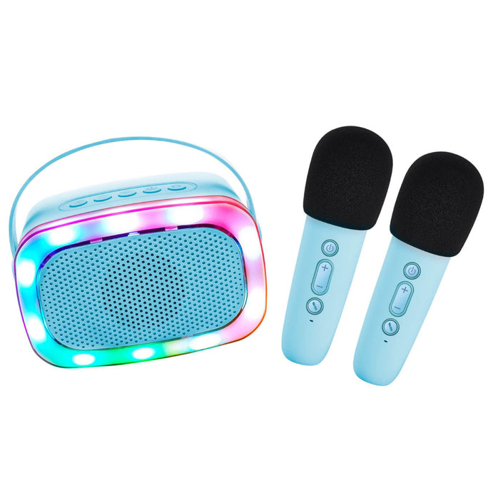 Lalarma karaoke set 2 microfoons blauw