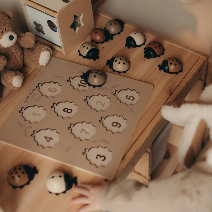 Mrs Ertha houten puzzel lieveheersbeestjes XL 3jr 10stks 7427254922507 d