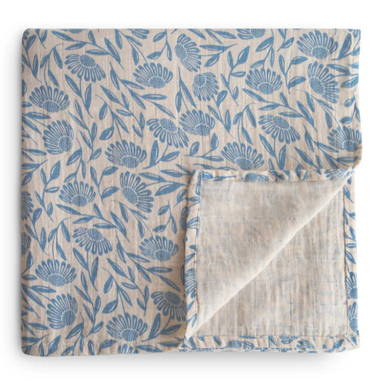 Mushie hydrofiele doek blue flowers 120 x 120