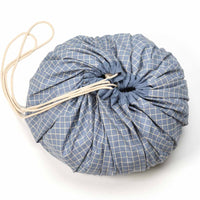 Play & Go opbergzak en speelkleed organic grid blue