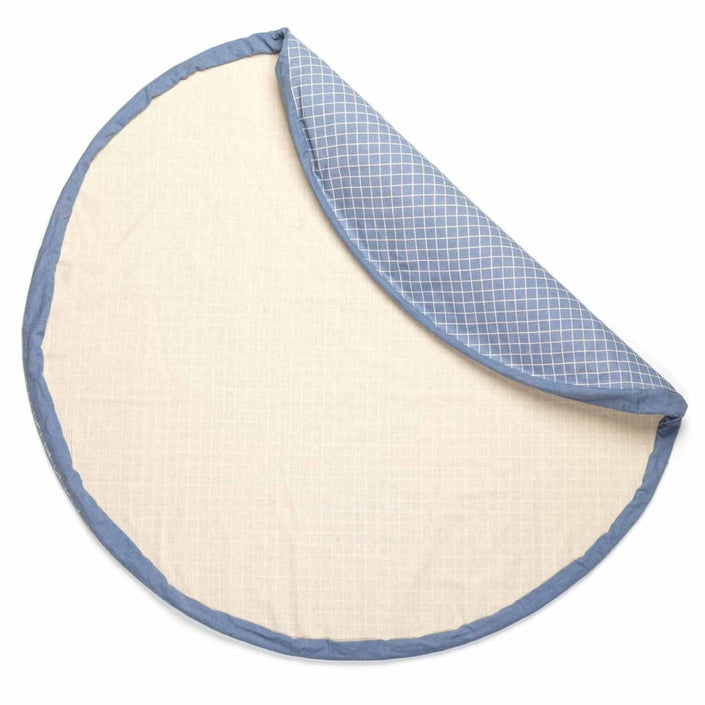 Play & Go opbergzak en speelkleed organic grid blue