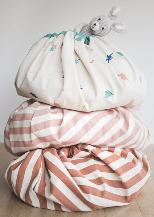 Play & Go opbergzak en speelkleed stripes brown