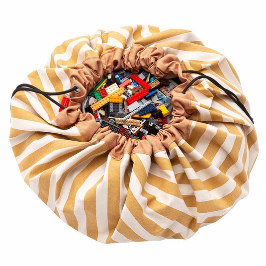 Play & Go opbergzak en speelkleed stripes mustard