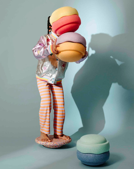 Stapelstein regenboog pastel met Super confetti balance board b