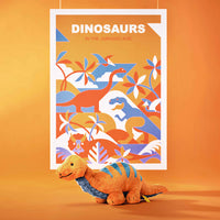 Steiff knuffeldino Bronko 28 cm oranje blauw 4001505087837 b