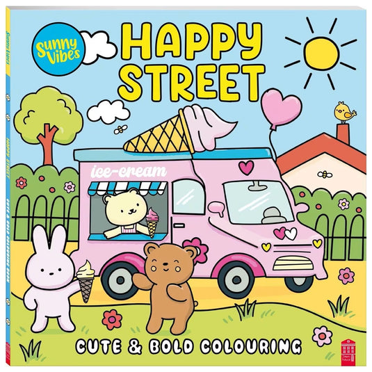 Sunny Vibes Happy Street Cute & Bold Colouring Book
