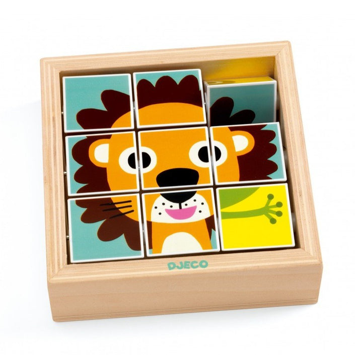 DJECO houten blokpuzzel Tournanimo 9 stks / 2 jr+