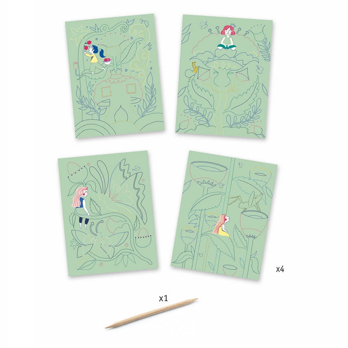 DJECO krasfolie kaarten Fantasie 6 jr+