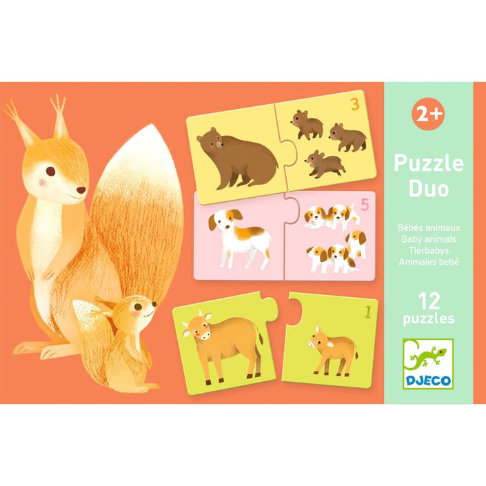 DJECO puzzel duo articulo baby dieren 2 jr+