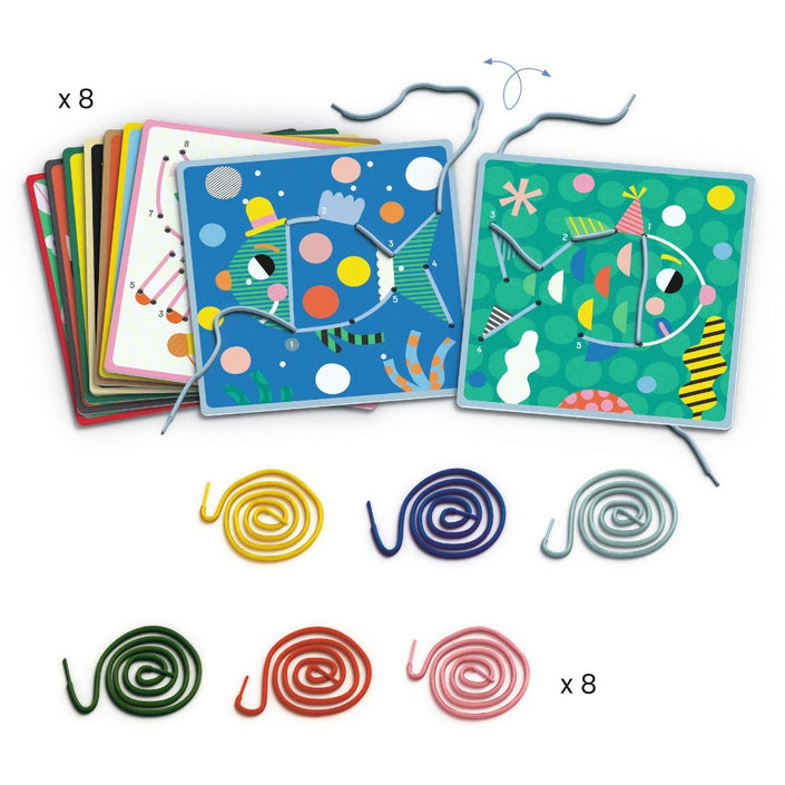DJECO rijgkaarten dot-to-dot 4 jr+