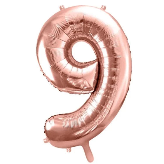 Folie ballon cijfer 9 roze 86 cm