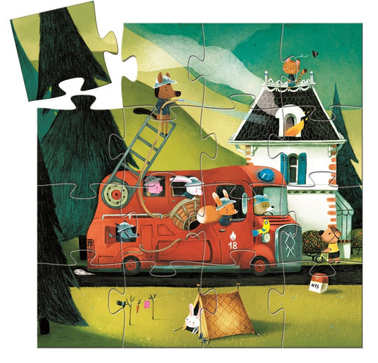 DJECO puzzel brandweerwagen 2 jr / 16 stks