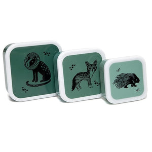 Petit Monkey snackbox set Black animals salie 12 x 12 cm