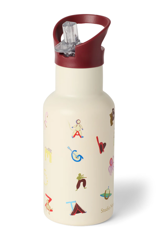 Studio Noos RVS drinkfles RVS 350 ml alphabet