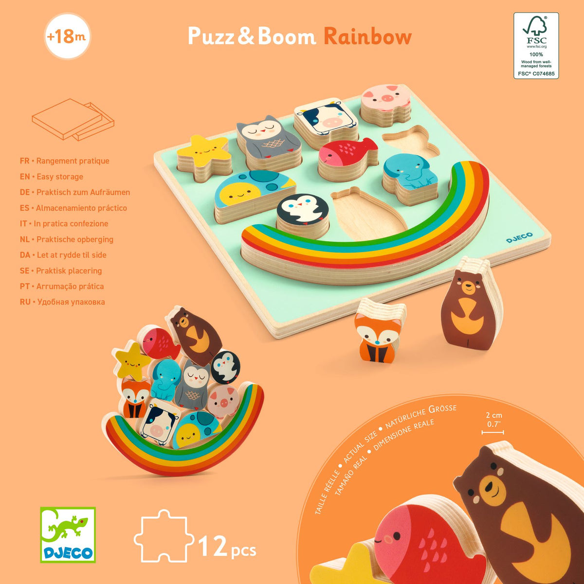 DJECO puzzel en balanceerspel Rainbow 18 mnd+