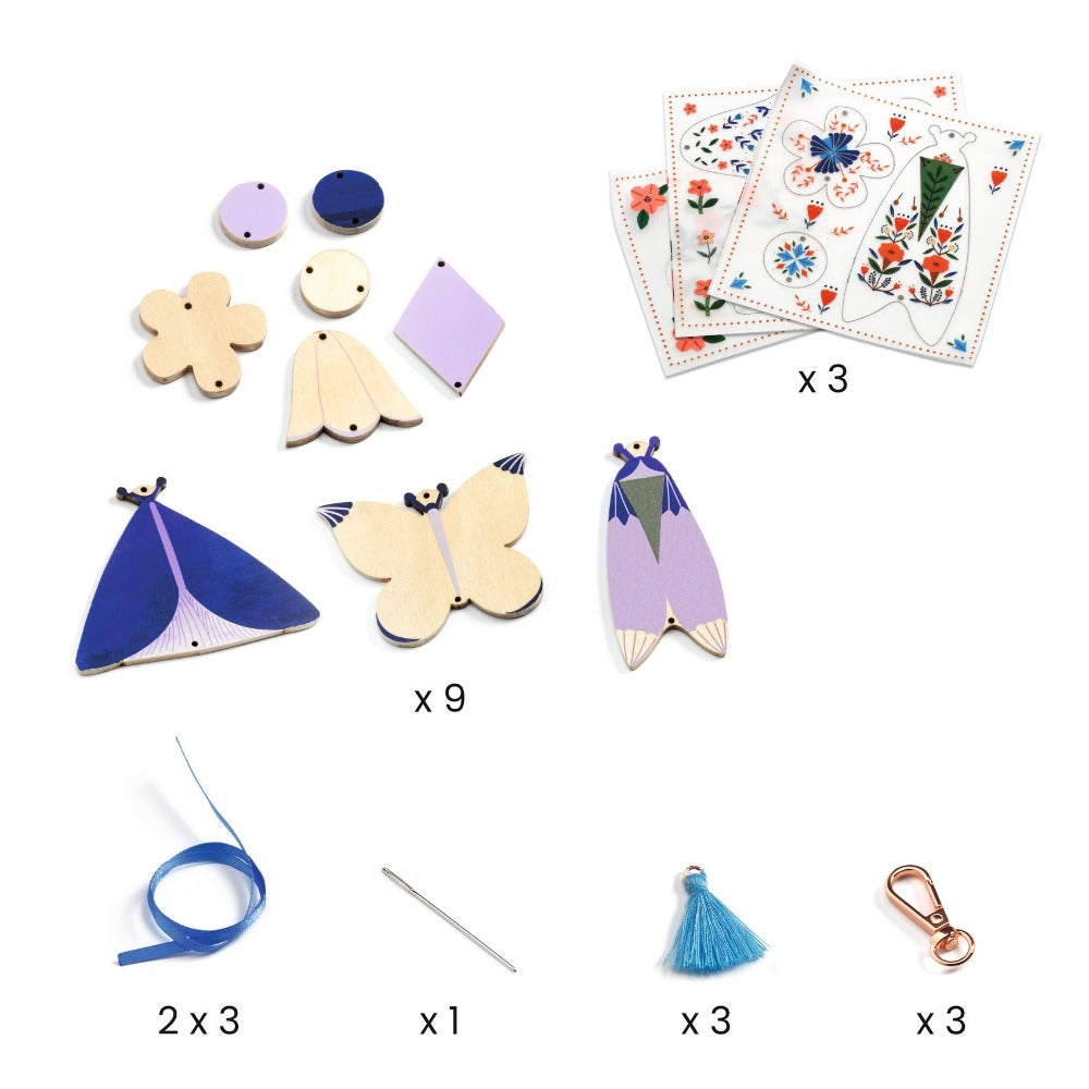 DJECO DIY sleutelhangers maken Vlinders 7 jr+ kunstleer