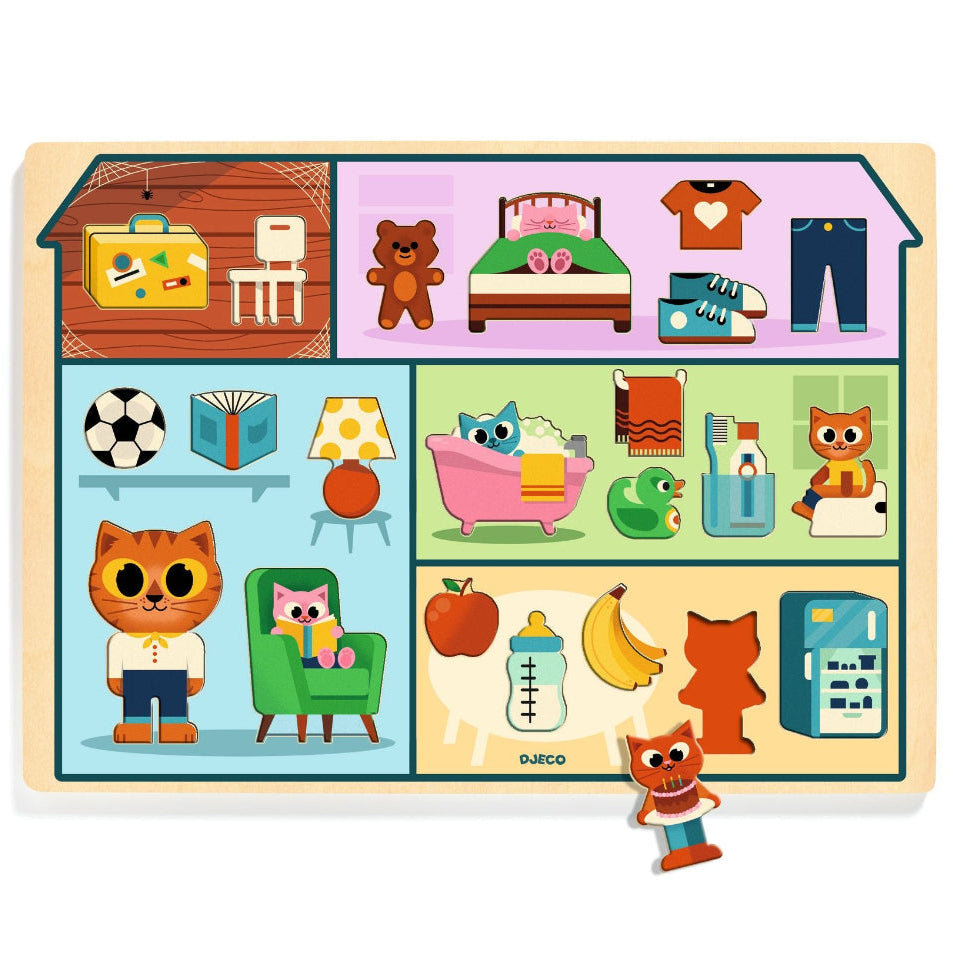 DJECO houten puzzelhuis 2 jr+ / 22 stksDJ01834c
