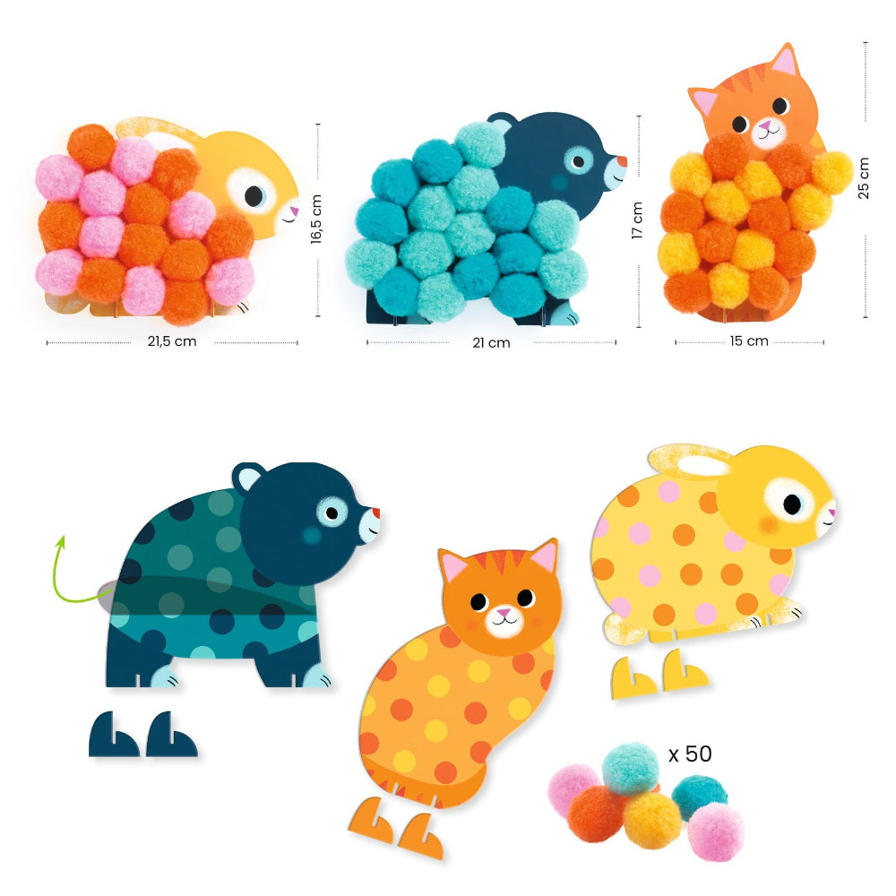 DJECO pompons knutselset dieren 18 mnd+ 3070900000490