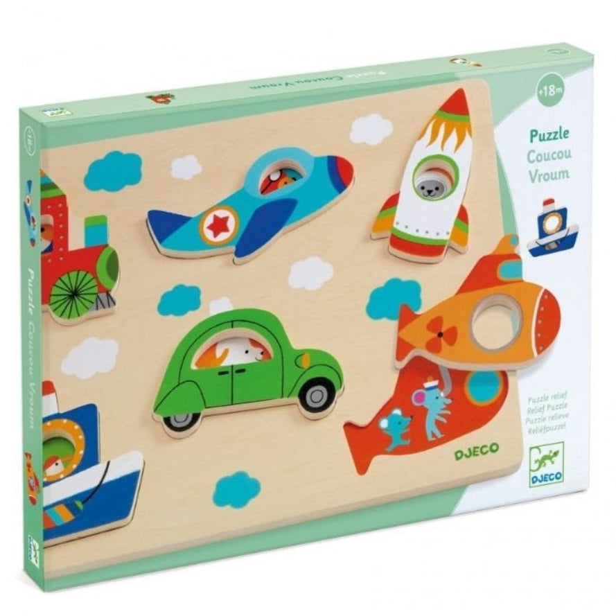 DJECO puzzel Coucou Vroum voertuigen 18 mnd+DJ01063