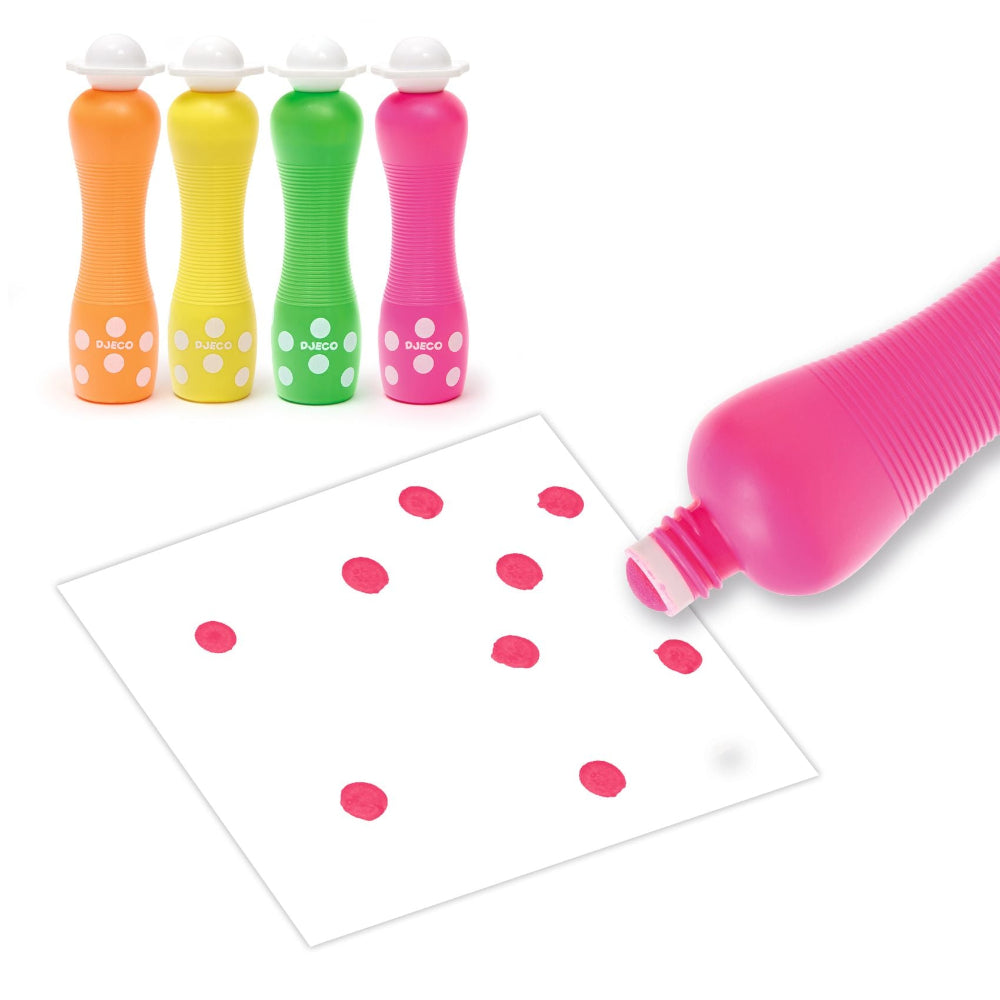 DJECO stempel verf neon 4 stks 3jr+DJ09059c