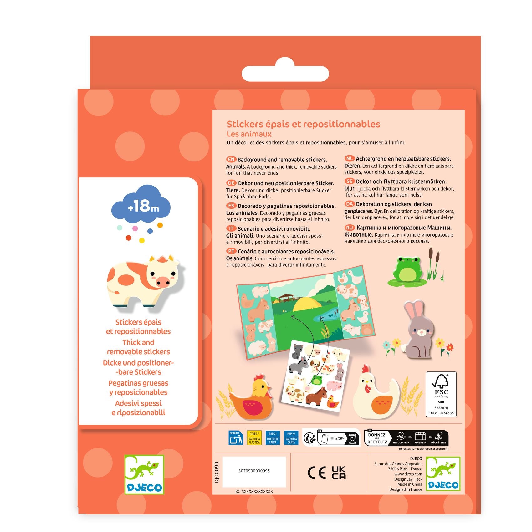 DJECO herbruikbare stickers boerderijdieren 18 mnd+
