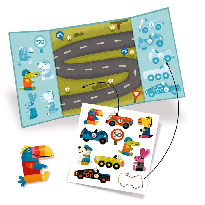 DJECO herbruikbare stickers cars 18 mnd+