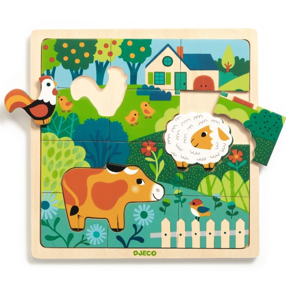 DJECO houten puzzel Farm 3 jr+