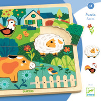 DJECO houten puzzel Farm 3 jr+