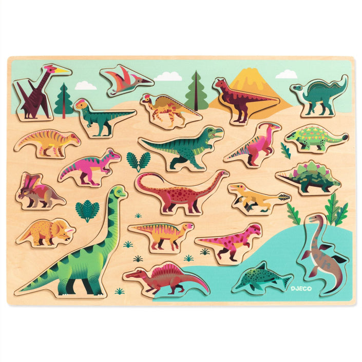 DJECO houten puzzel Dino 2 jr+ / 22 stks