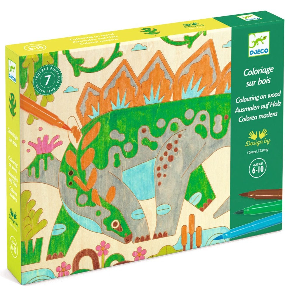 DJECO kleuren op hout Dino wereld 6 jr+