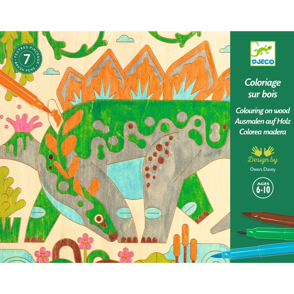 DJECO kleuren op hout Dino wereld 6 jr+