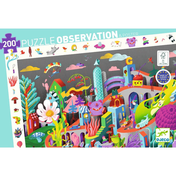 DJECO observatie puzzel Crazy Town 6 jr/ 200 stks