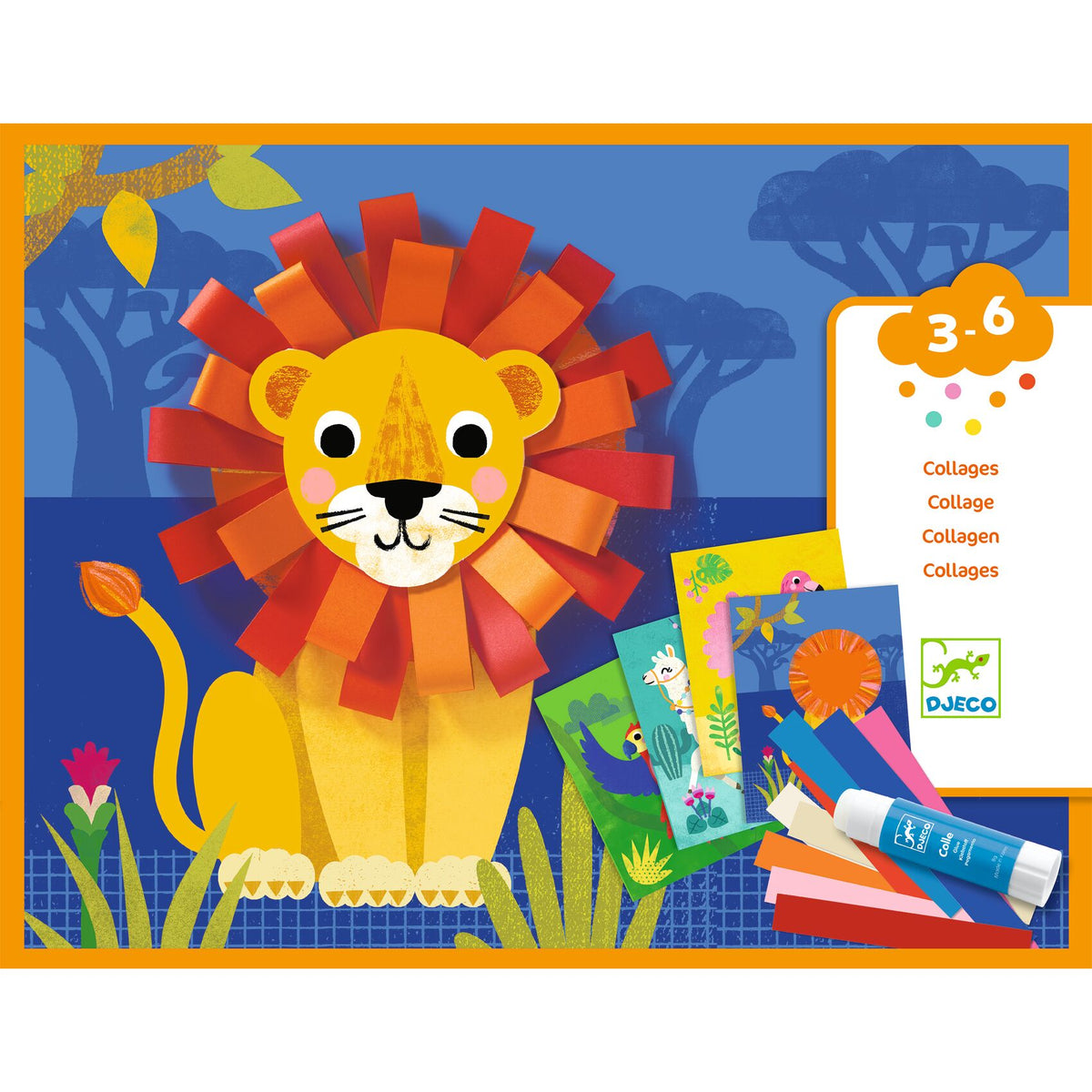 DJECO papier collage's dieren 3 jr+ DJ09868