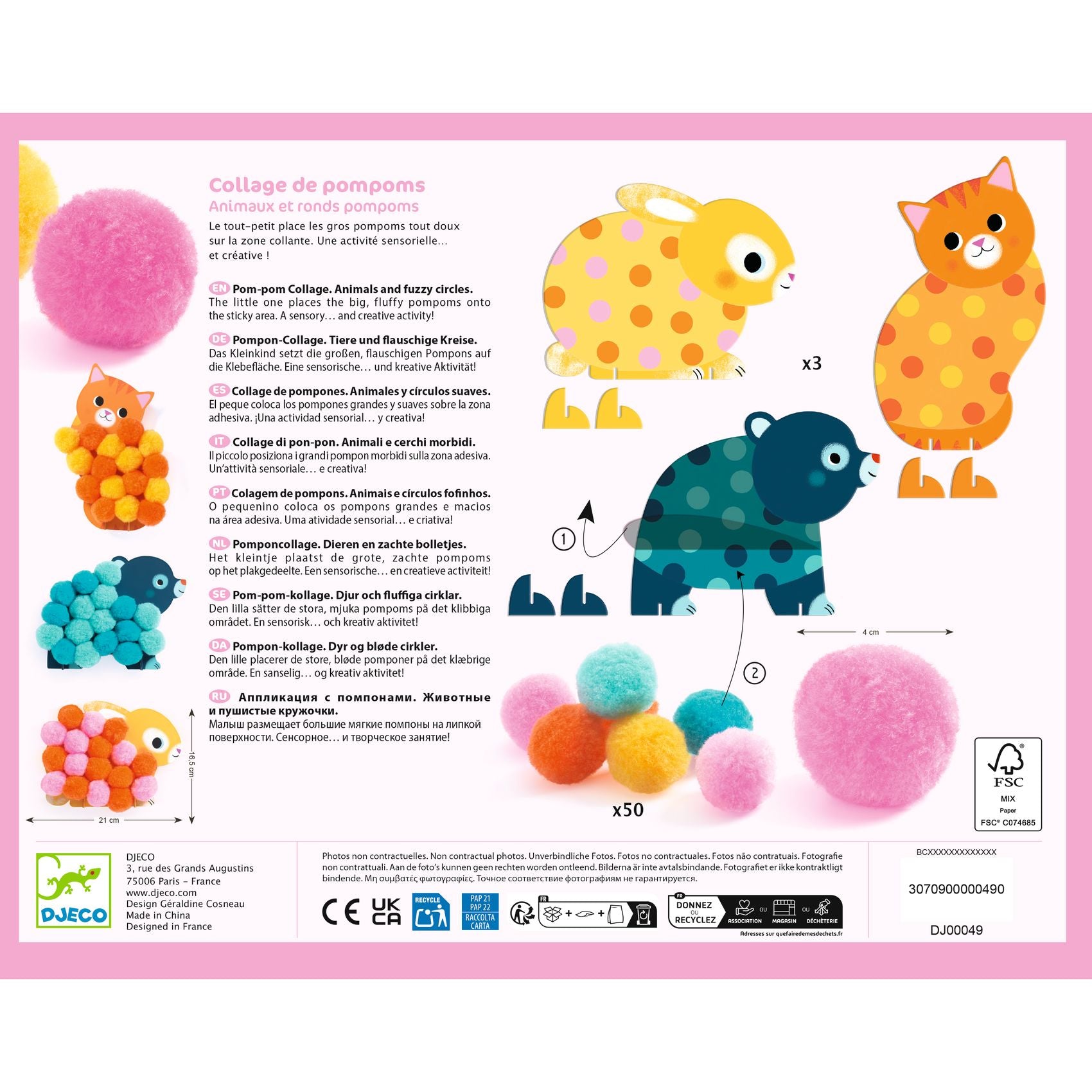 DJECO pompons knutselset dieren 18 mnd+