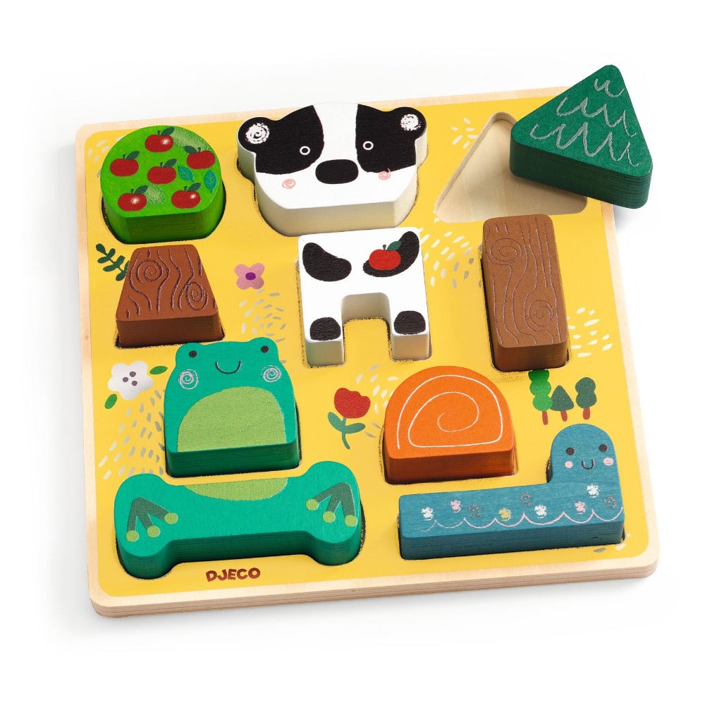 DJECO puzzel en stapelspel Happy 18 mnd+