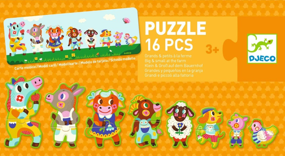 DJECO puzzel groot en klein 3 jr / 16 stks
