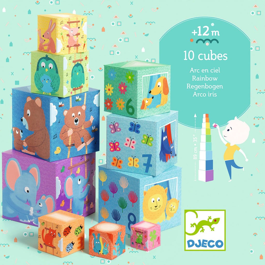 DJECO stapeltoren rainbow 12 mnd+ zwaar karton