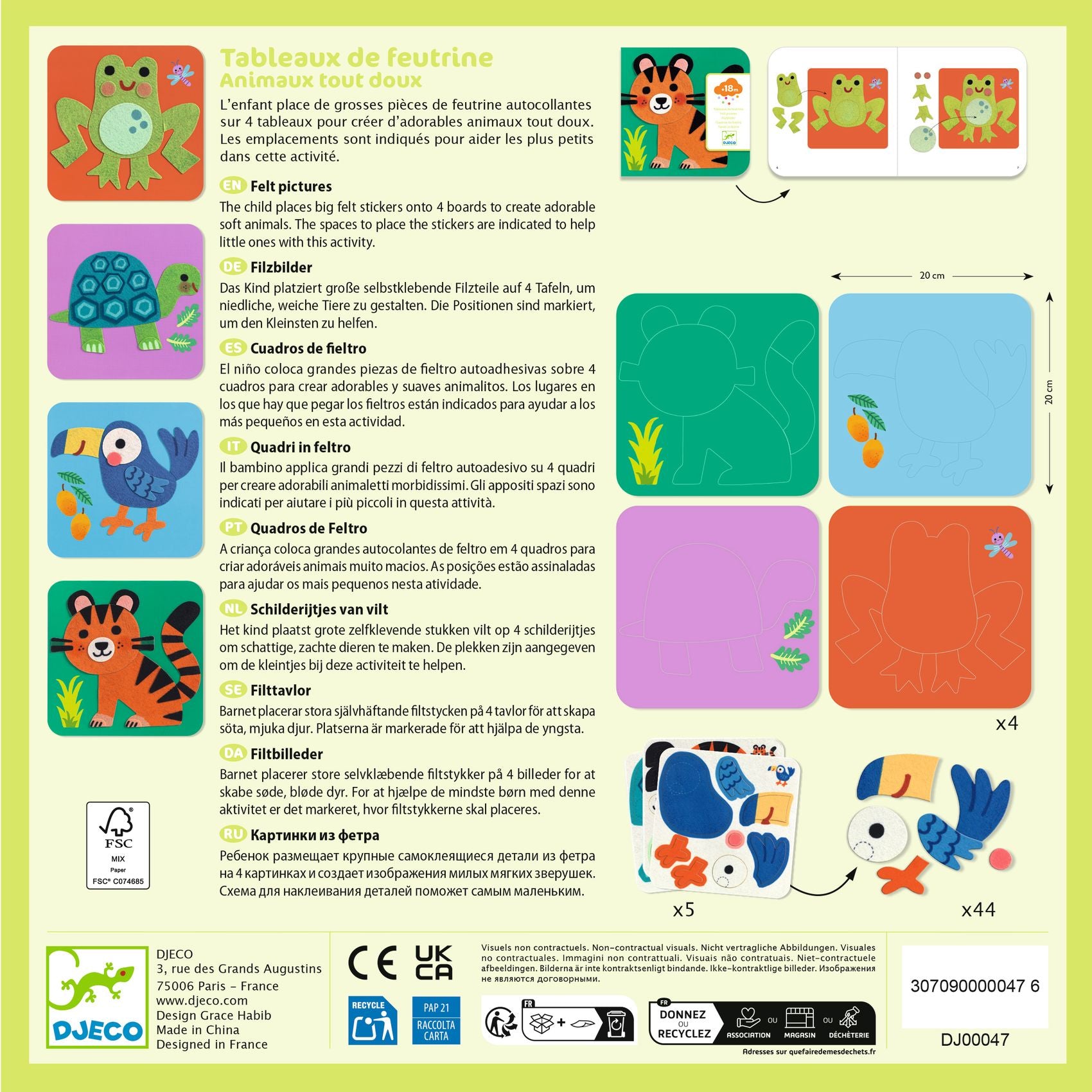 DJECO vilt collage's soft animals  18 mnd+