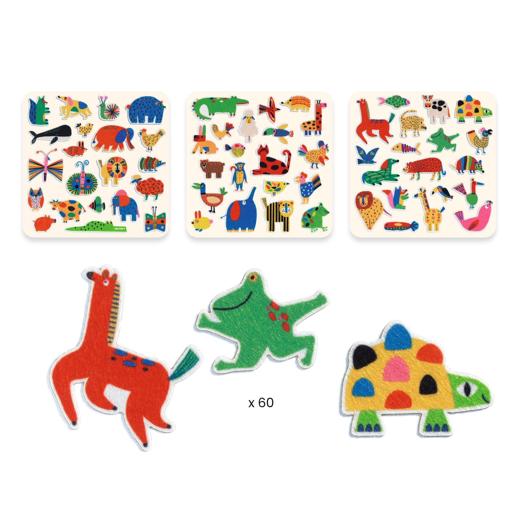 DJECO vilt stickers Overal dieren 18 mnd +