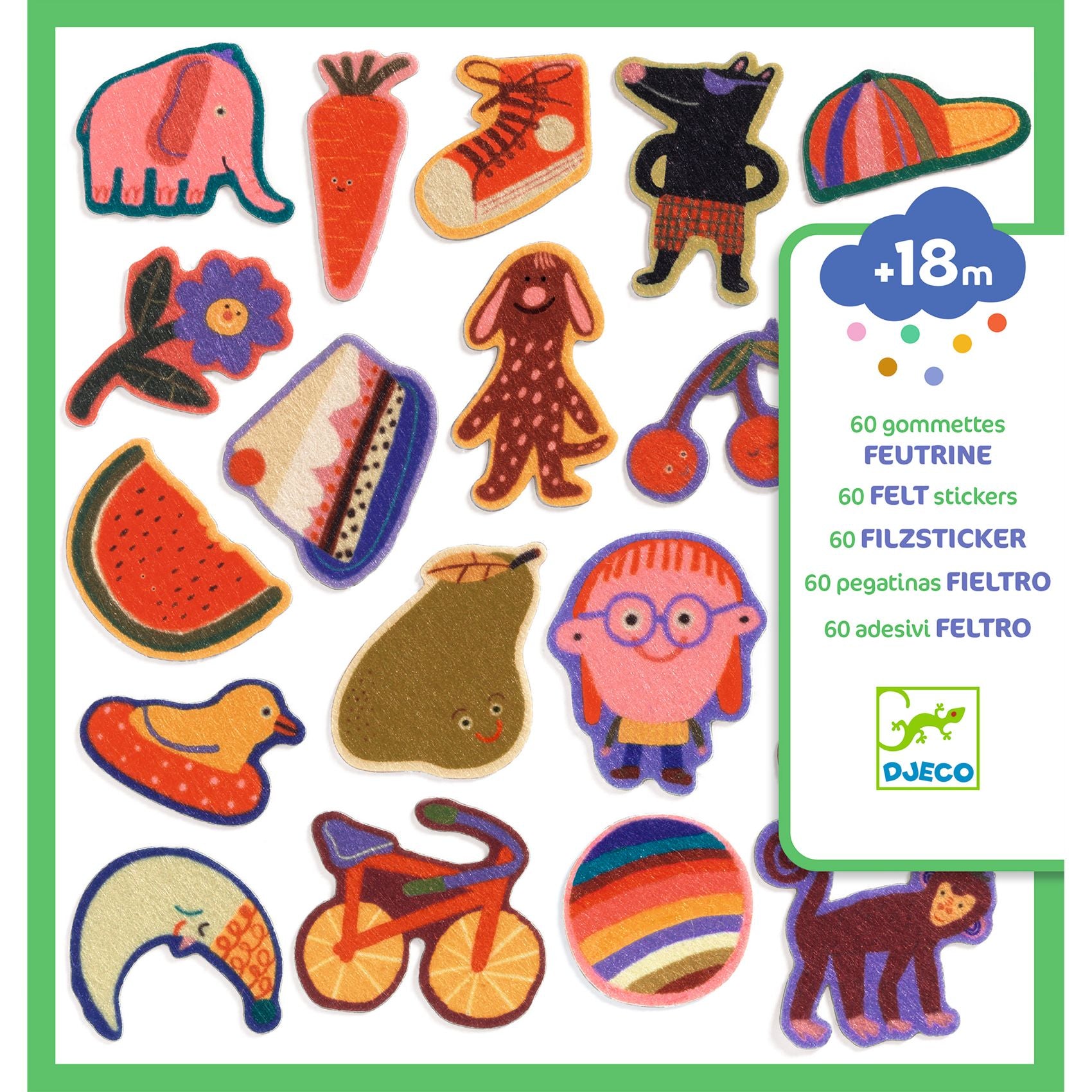 DJECO vilt stickers Silly Ones 18 mnd +