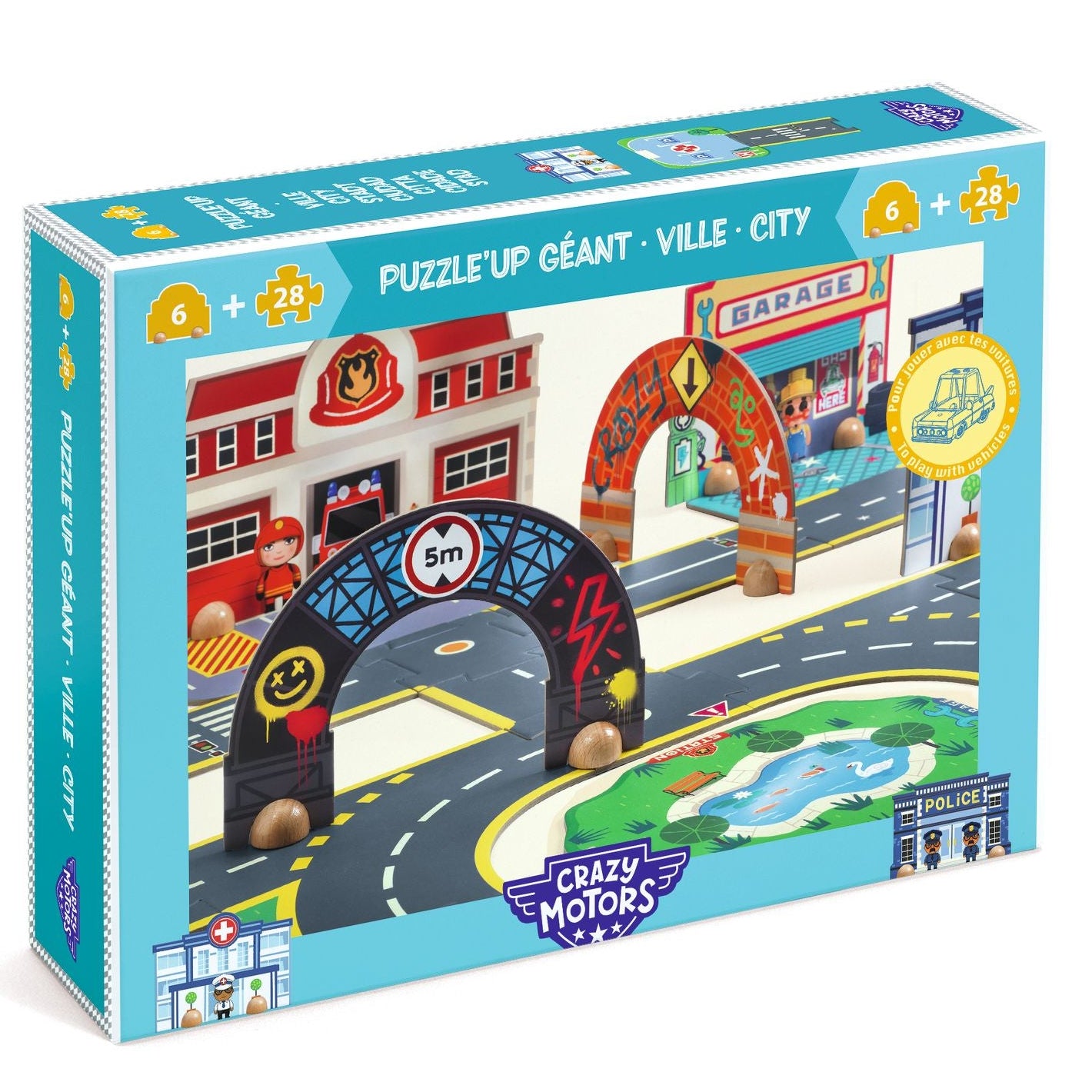 DJECO vloerpuzzel stad Crazy Motors DJ05499 3070900054998 
