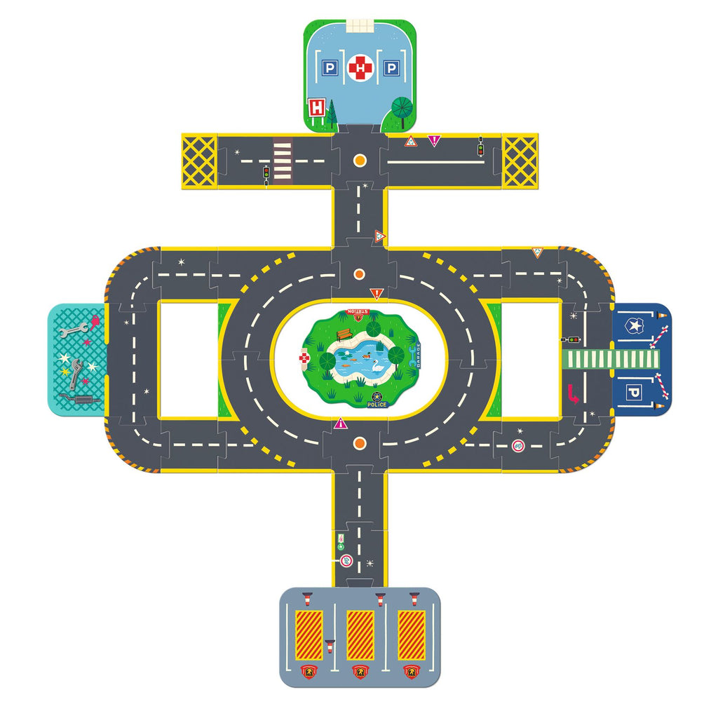 DJECO vloerpuzzel stad Crazy Motors 3 jr+