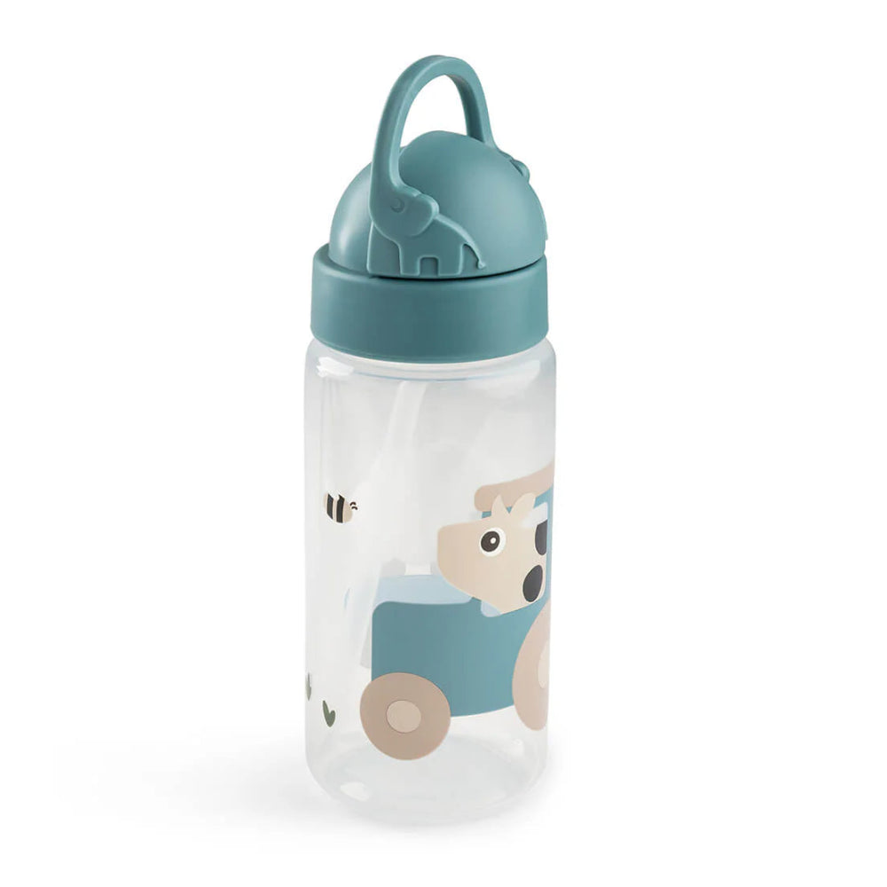 Done by Deer drinkfles met rietje tiny farm blue 350 ml