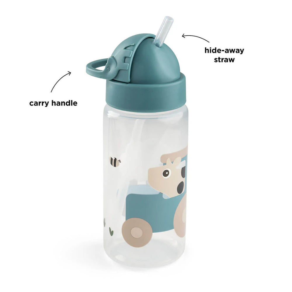 Done by Deer drinkfles met rietje tiny farm blue 350 ml 5712643061373
