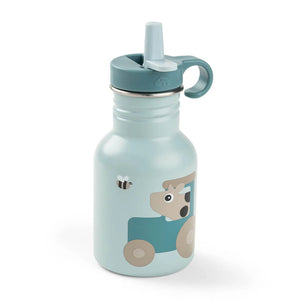 Done by Deer metalen fles met rietje tiny farm blue 350 ml 5712643061229 a